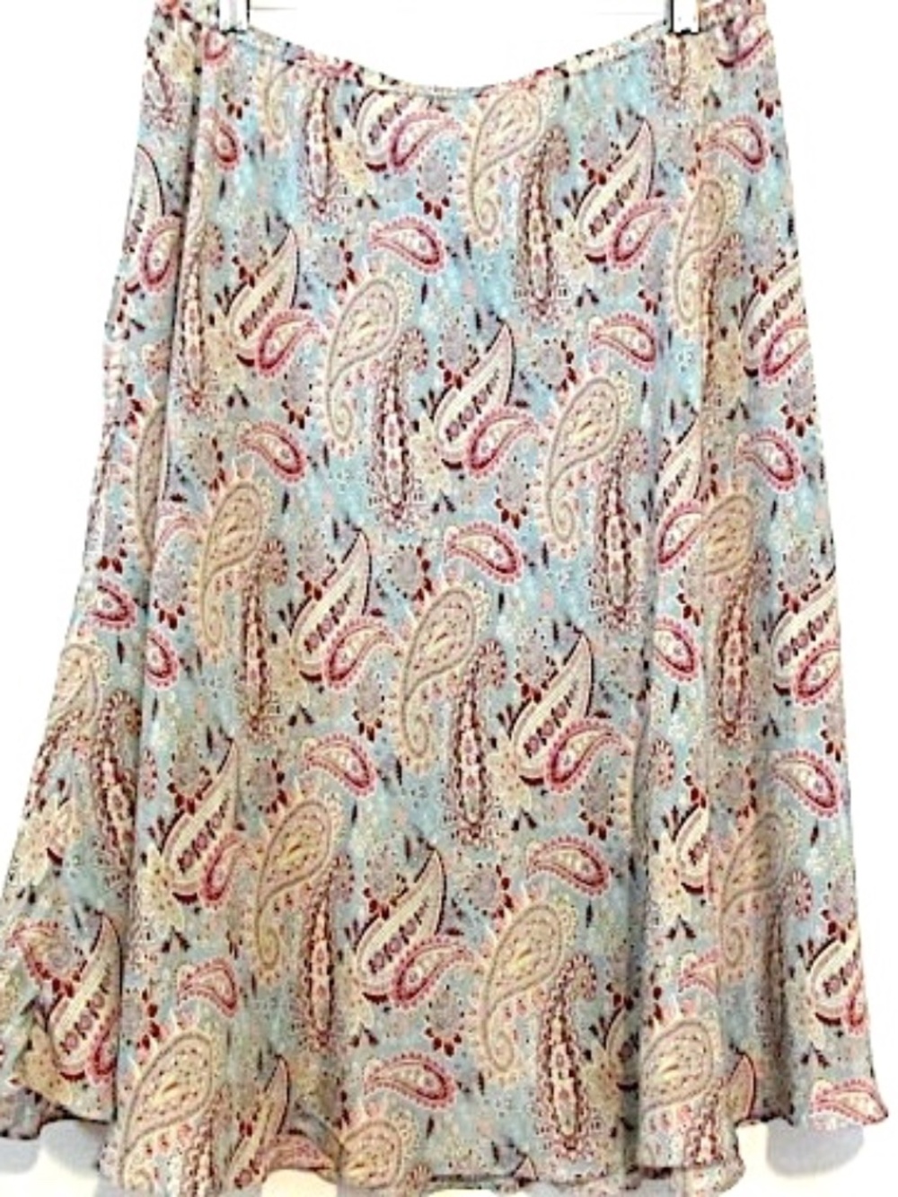 Sundance Pull-on Paisley Silk Skirt, Size 16